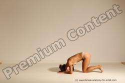 Nude Gymnastic poses Woman White Moving poses Slim long brown Dynamic poses Pinup